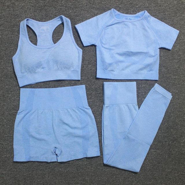 Conjunto Deportivo Yoga Sin Costuras: Leggings Cortos y Top Crop