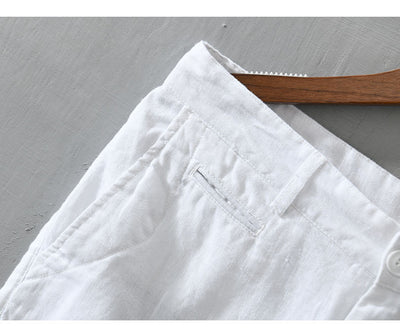 Pantalones Cortos de Lino Sueltos para Hombre - Estilo Casual Playa - Image 12