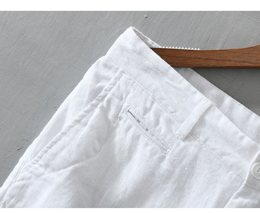 Pantalones Cortos de Lino Sueltos para Hombre - Estilo Casual Playa - Image 12