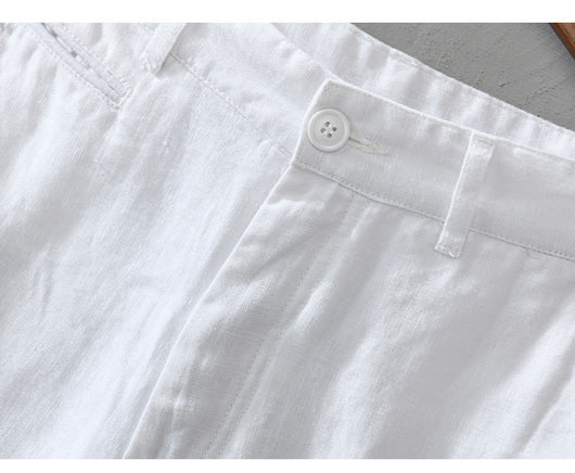Pantalones Cortos de Lino Sueltos para Hombre - Estilo Casual Playa - Image 11