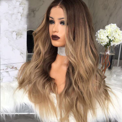 Peluca de Cabello Largo Ondulado Degradado Marrón - Estilo Europeo y Americano - Image 9