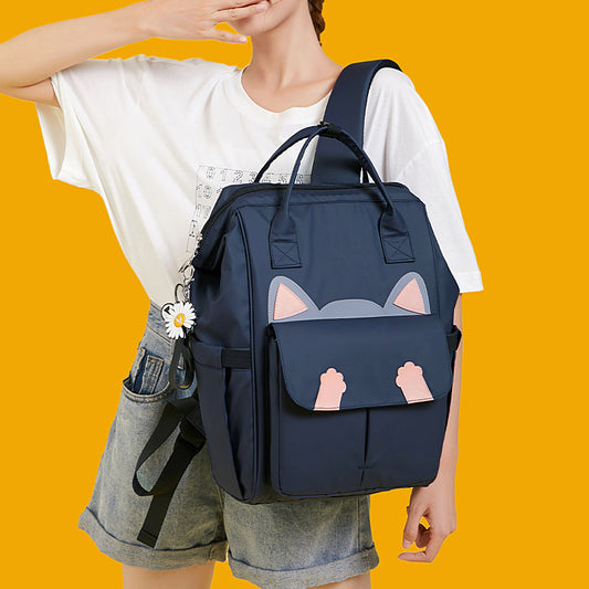 Mochila Escolar Gato con Orejas - Capacidad Grande para Estudiantes de Secundaria