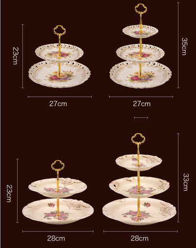 Bandeja de Tres Pisos para Postres y Frutas de Cerámica - Image 8