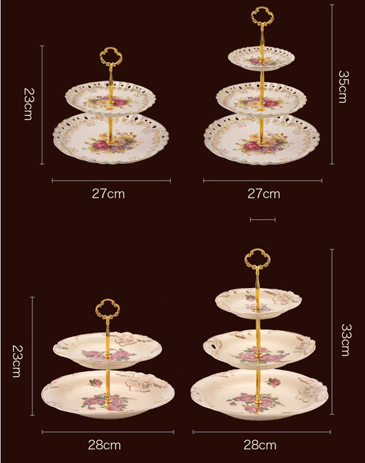Bandeja de Tres Pisos para Postres y Frutas de Cerámica - Image 8