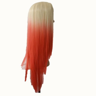 Peluca Larga Roja y Blanca Degradado - Cabello Liso Natural - Image 5