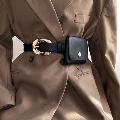 Cinturón Decorativo con Bolsa de Cintura para Traje, Vestido y Abrigo Negro - Image 11