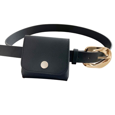 Cinturón Decorativo con Bolsa de Cintura para Traje, Vestido y Abrigo Negro - Image 2
