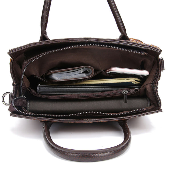 Bolso Retro de Cuero Genuino para Mujer - Diseño Artesanal Pulido a Mano
