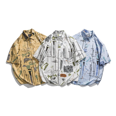 Camisa Estampada Japonesa de Manga Corta - Image 9