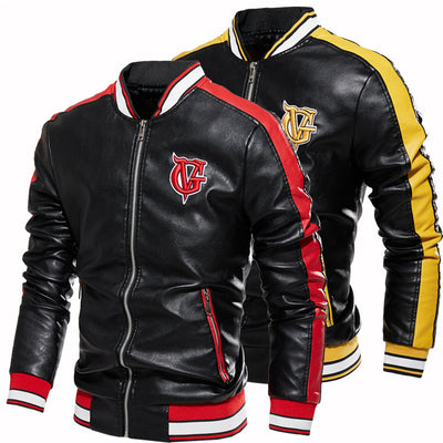 Chaqueta de Cuero Sintético para Hombre con Cuello Alto y Detalles Bordados - Image 11