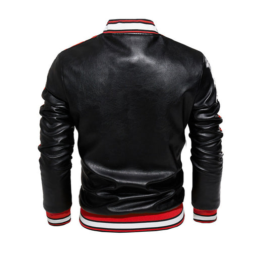Chaqueta de Cuero Sintético para Hombre con Cuello Alto y Detalles Bordados - Image 8