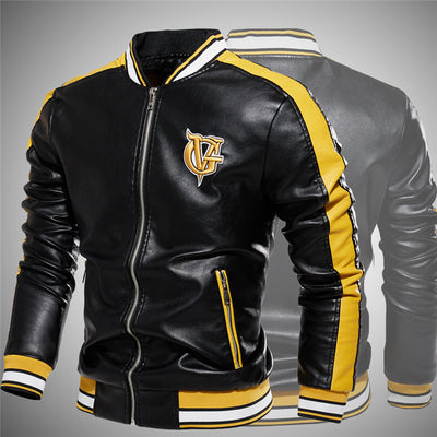 Chaqueta de Cuero Sintético para Hombre con Cuello Alto y Detalles Bordados - Image 5