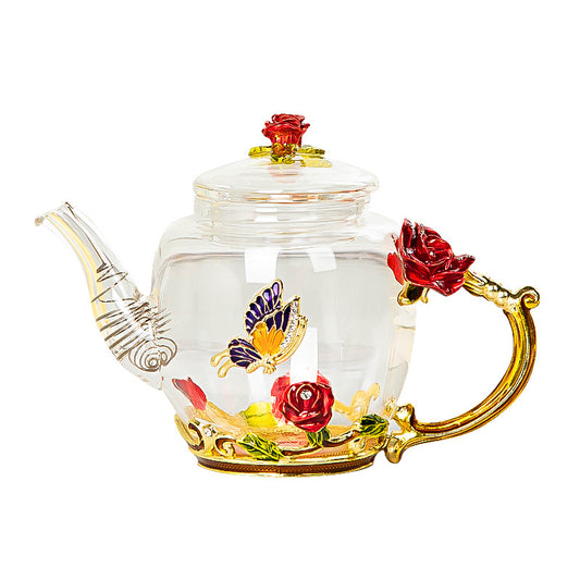 Juego de Té de Vidrio Resistente al Calor con Taza Esmaltada - Image 2