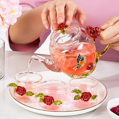 Juego de Té de Vidrio Resistente al Calor con Taza Esmaltada - Image 5