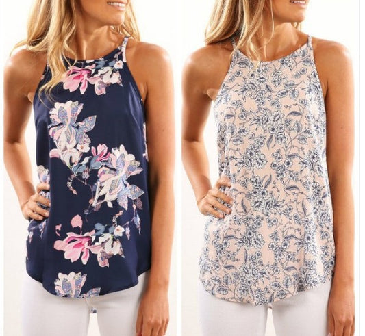 Camiseta Sin Mangas Estampado Floral Digital
