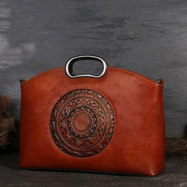 Bolso de Cuero Genuino Retro para Mujer - Bandolera Diagonal Elegante