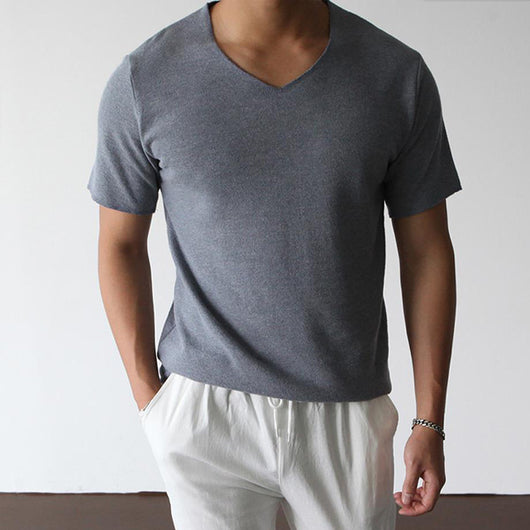 Camiseta Casual de Cuello V Distressed Estilo Coreano Talla Grande - Image 5