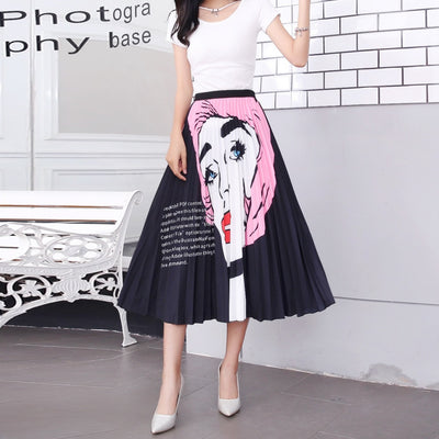 Falda Plisada Cintura Elástica con Estampado Midi - Image 7