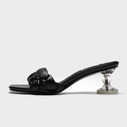 Sandalias de Punta Cuadrada Transparentes
