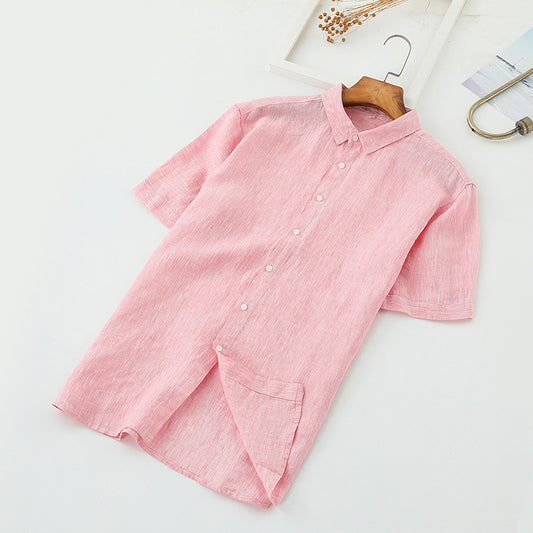 Camisa de Lino Cuadros Pata de Gallo para Hombre - Colección Verano