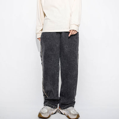 Pantalones Vaqueros Rectos con Rayas Laterales para Hombre - Image 5