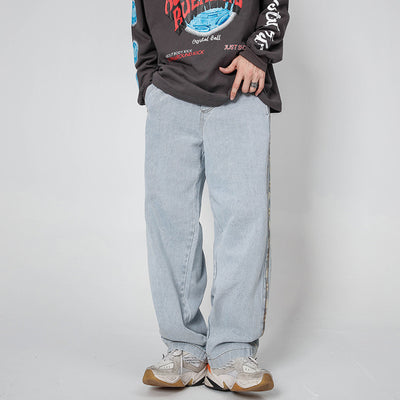 Pantalones Vaqueros Rectos con Rayas Laterales para Hombre - Image 4