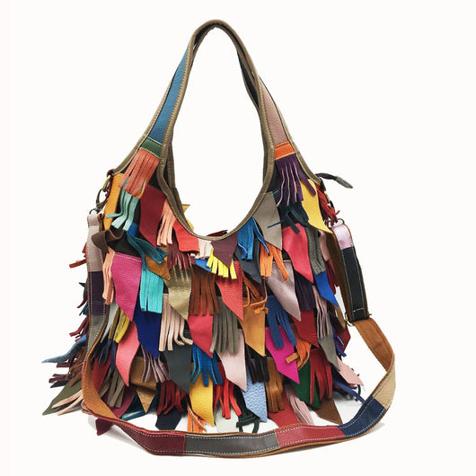 Bolso de Cuero Genuino Combinado - Bandolera Messenger Multifuncional - Image 7