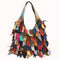 Bolso de Cuero Genuino Combinado - Bandolera Messenger Multifuncional
