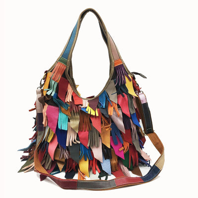Bolso de Cuero Genuino Combinado - Bandolera Messenger Multifuncional - Image 4
