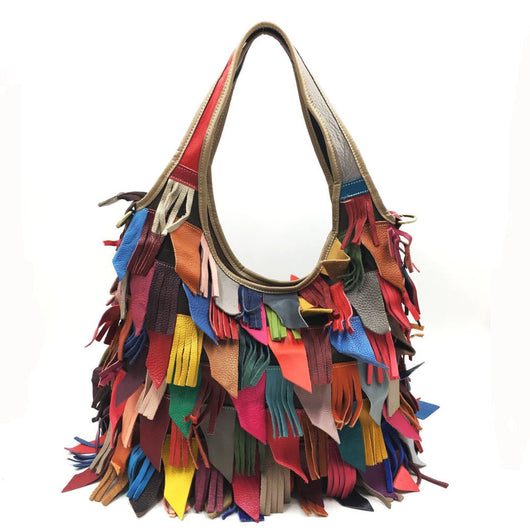 Bolso de Cuero Genuino Combinado - Bandolera Messenger Multifuncional - Image 3