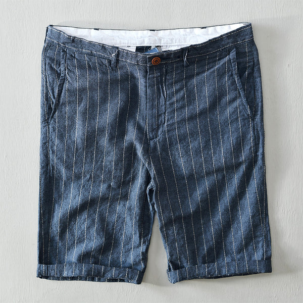 Pantalones Cortos Lino Hombre - Diseño Rayado Transpirable para Playa