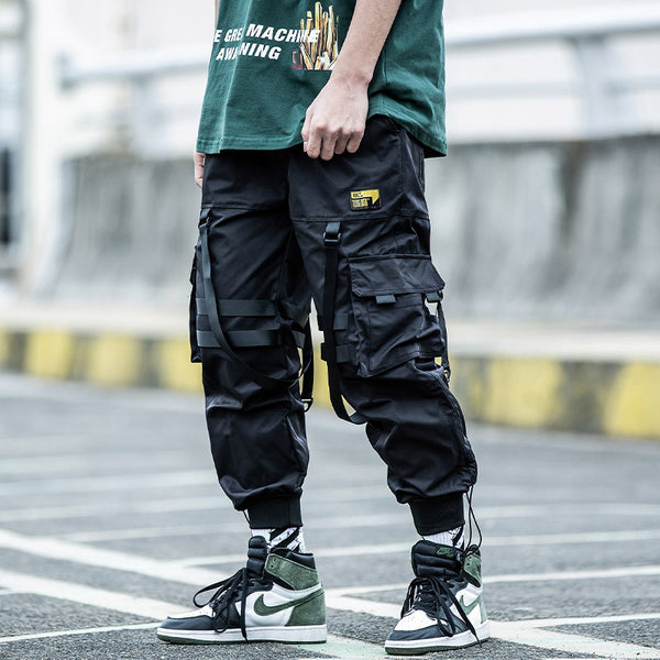 Pantalones Cargo Hip Hop Funcionales con Cordón Ajustable