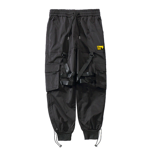 Pantalones Cargo Hip Hop Funcionales con Cordón Ajustable