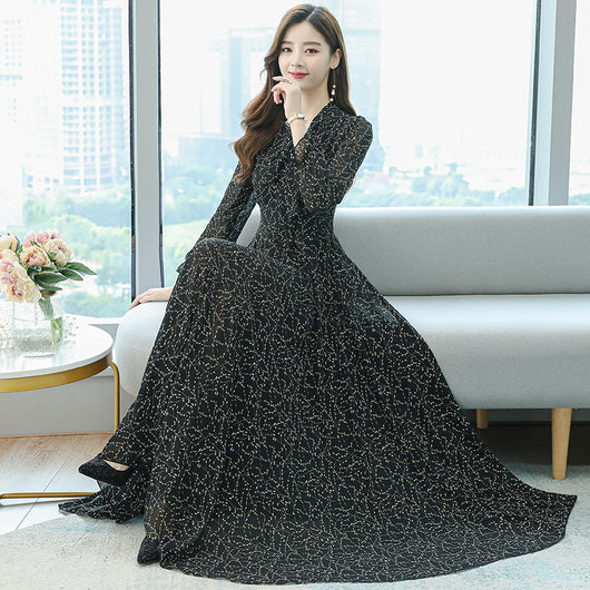 Vestido Largo Elegante de Gasa Floral con Escote en V - Talla Grande - Image 11
