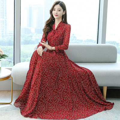 Vestido Largo Elegante de Gasa Floral con Escote en V - Talla Grande - Image 9