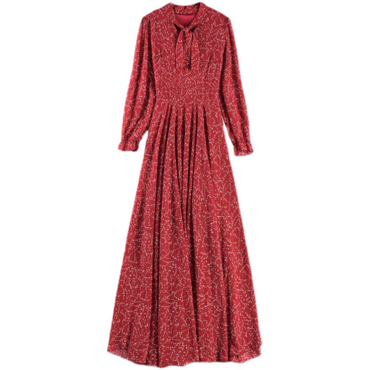 Vestido Largo Elegante de Gasa Floral con Escote en V - Talla Grande