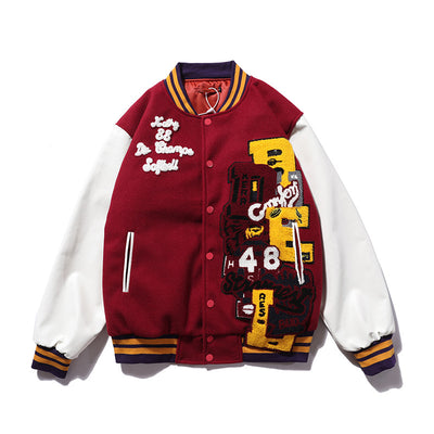 Uniforme de Béisbol con Manga de Lana y Detalles de Cuero Bordado - Image 11