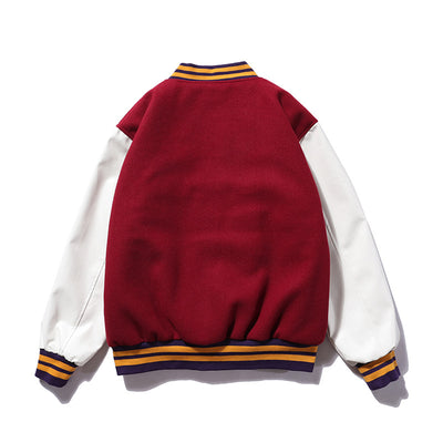 Uniforme de Béisbol con Manga de Lana y Detalles de Cuero Bordado - Image 5