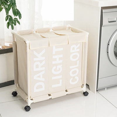 Cesto de Ropa Succia Organizador de 3 Compartimentos con Ruedas y Protección Antihumedad - Image 5