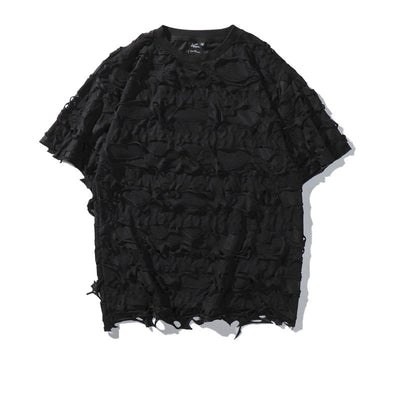 Playera Holgada con Detalles Rasgados - Diseño Perspectiva para Fiesta - Image 3