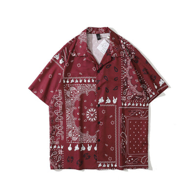 Camisa Hawaiana Cuello Cubano Suelta Manga Corta para Hombre - Image 27