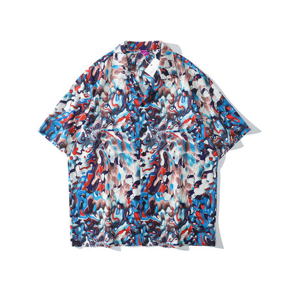 Camisa Hawaiana Cuello Cubano Suelta Manga Corta para Hombre - Image 34