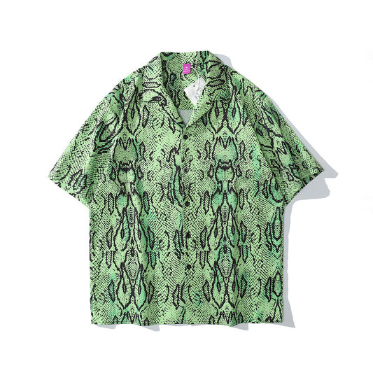 Camisa Hawaiana Cuello Cubano Suelta Manga Corta para Hombre