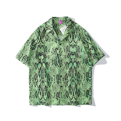 Camisa Hawaiana Cuello Cubano Suelta Manga Corta para Hombre