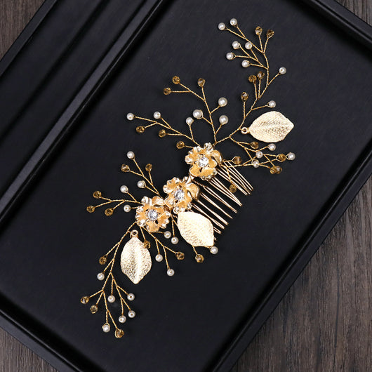 Prendedor de Cabello Dorado Elegante - Tocado Nupcial para Novia - Image 8