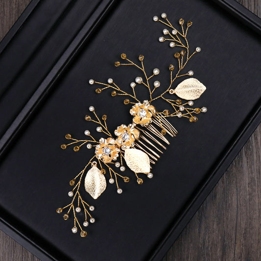 Prendedor de Cabello Dorado Elegante - Tocado Nupcial para Novia - Image 2