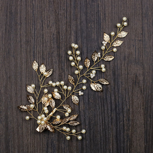 Prendedor de Cabello Dorado Elegante - Tocado Nupcial para Novia