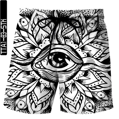Pantalones Cortos Casuales con Patrón de Ojos Estampados en 3D - Image 5