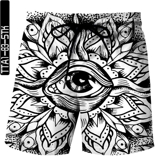 Pantalones Cortos Casuales con Patrón de Ojos Estampados en 3D - Image 3