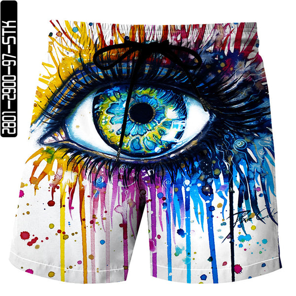 Pantalones Cortos Casuales con Patrón de Ojos Estampados en 3D